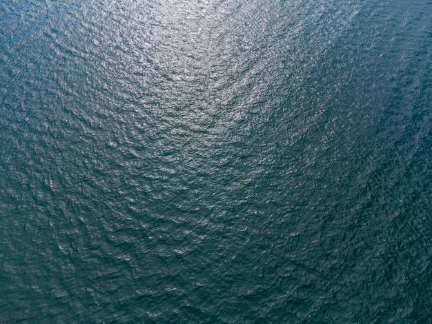 Blue sea aerial top down view