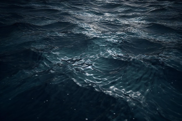 Blue sea water surface texture Natural background Shallow depth of field