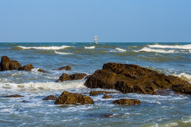 Blue the seasea and alarm tower