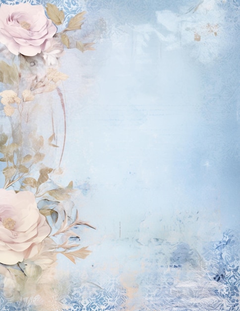 Photo blue shabby chic floral background