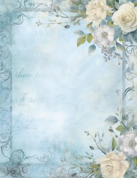 Photo blue shabby chic floral background