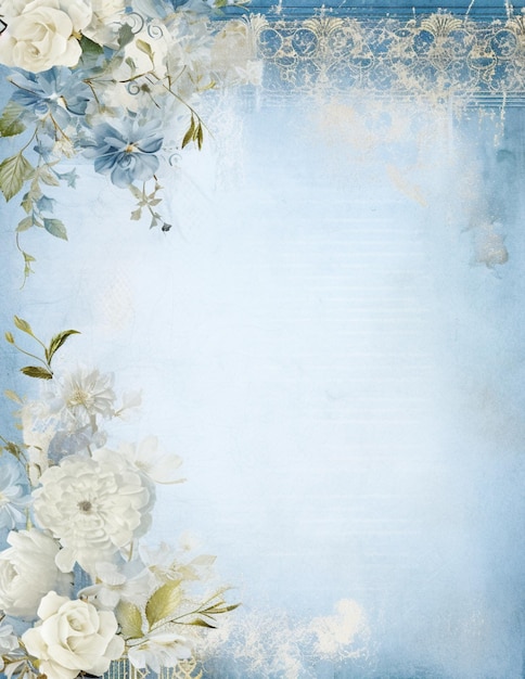 Blue Shabby Chic Floral Background