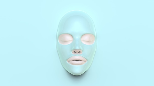 Blue sheet mask on blue background 3D Render