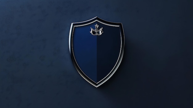 a blue shield with a black border and a blue and black background