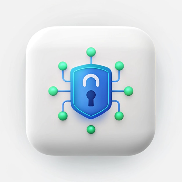 a blue shield with a green key that says lock on it