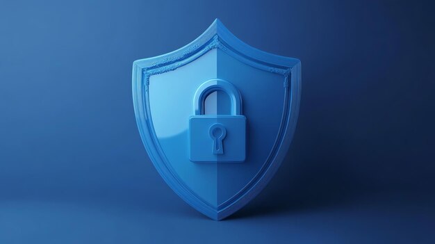 Photo blue shield with lock