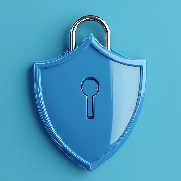 Photo blue shield with lock