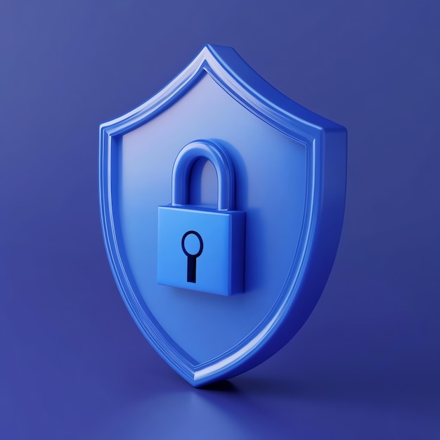 Photo blue shield with lock