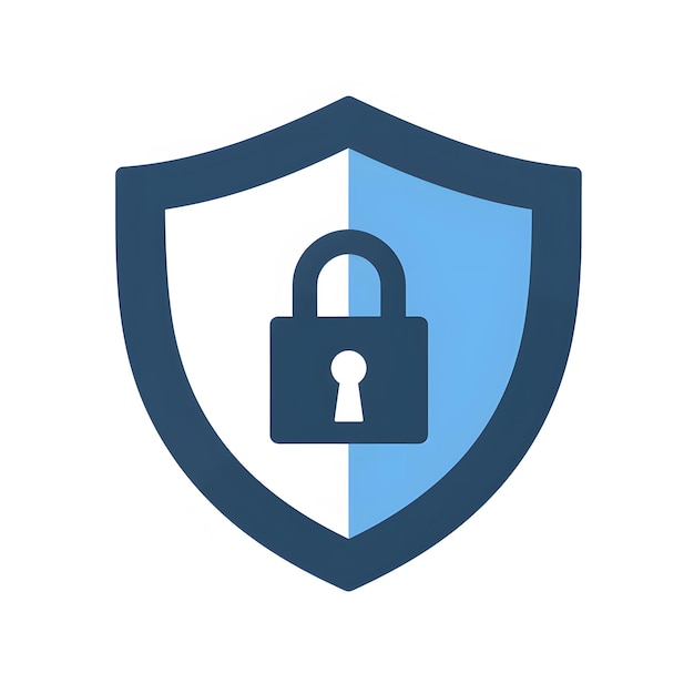 Photo blue shield with padlock icon