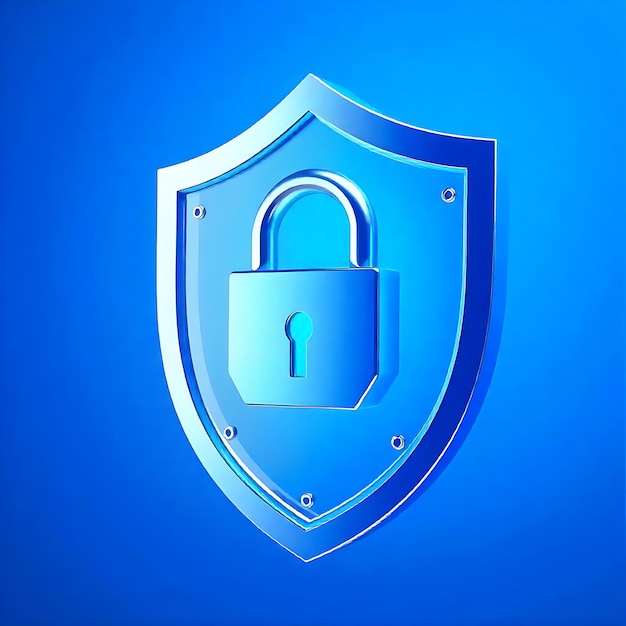 Photo a blue shield with a padlock and a lock on it