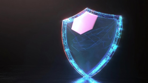 Photo a blue shield with a pink diamond on it