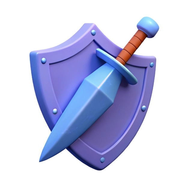 a blue shield with a sword and a shield on it