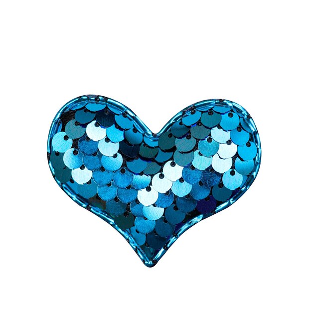 Blue shiny heart isolated on white background