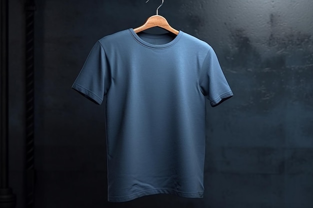 A blue shirt hanging on a hanger