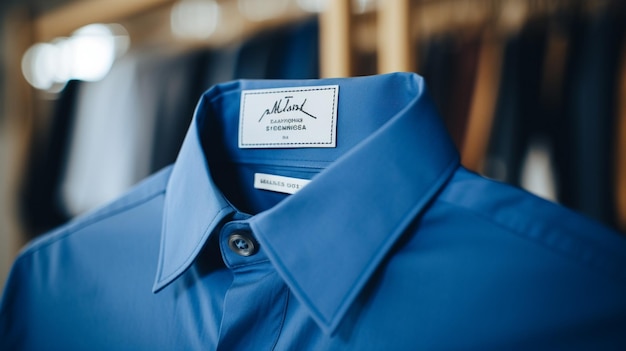 blue shirt label sign symbolizes men fashion