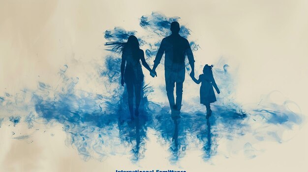 Photo blue silhouette family poster for international family remembrance day minimalistic artwork for cards and prints