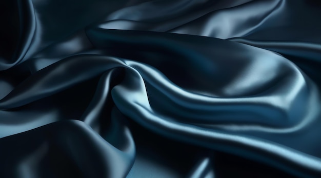 A blue silk fabric with a soft wave of light.