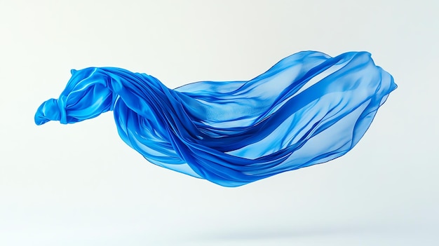 Blue silk scarf fabric floating