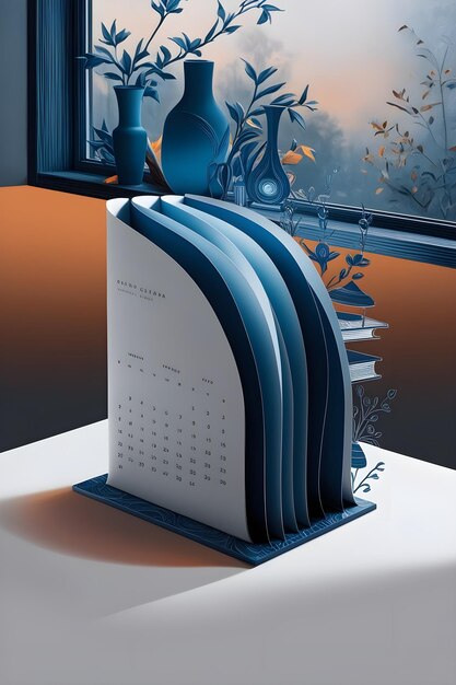 Photo a blue and silver calendar has the date of january 2011