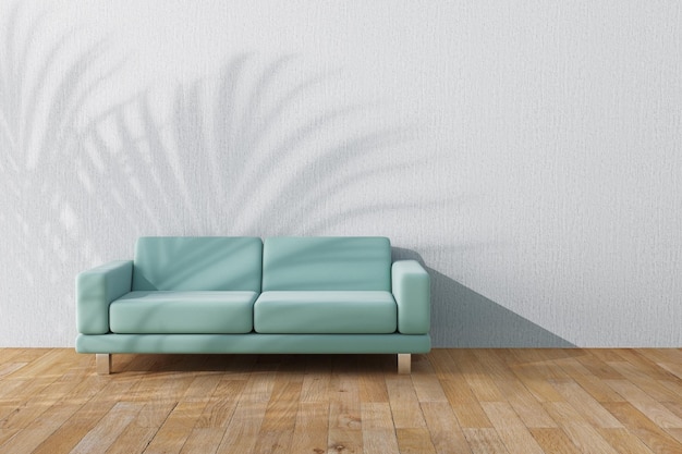 Blue Simple Modern Sofa Furniture in Abstract Empty Room 3d Rendering