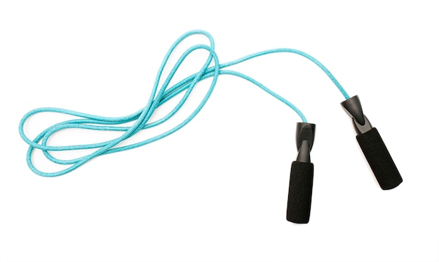 Blue skipping rope or jump rope isolated