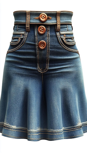 Photo a blue skirt with a button on the front and the bottom of the bottom