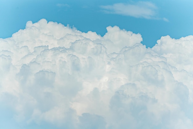 Blue sky background with tiny clouds panorama