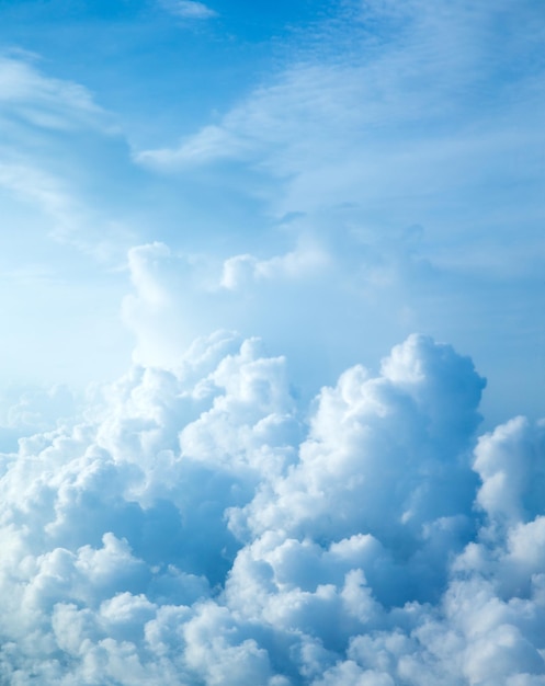 Blue sky background with tiny clouds panorama