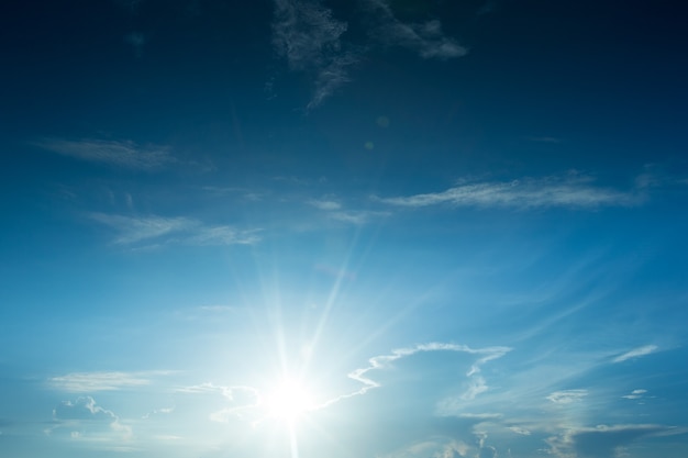 Blue sky background with tiny clouds