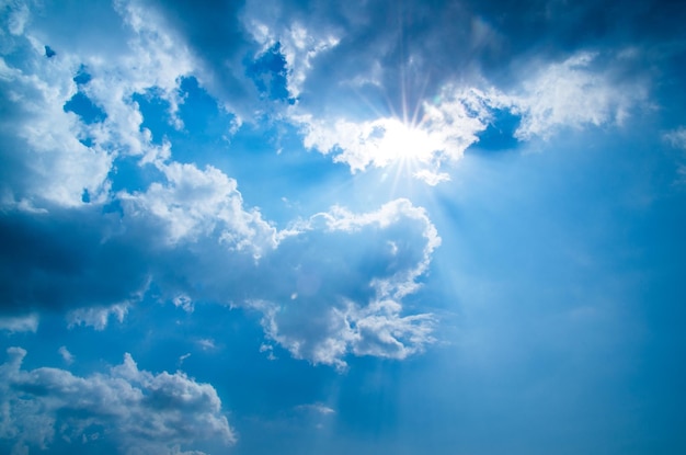 Blue sky background with tiny clouds