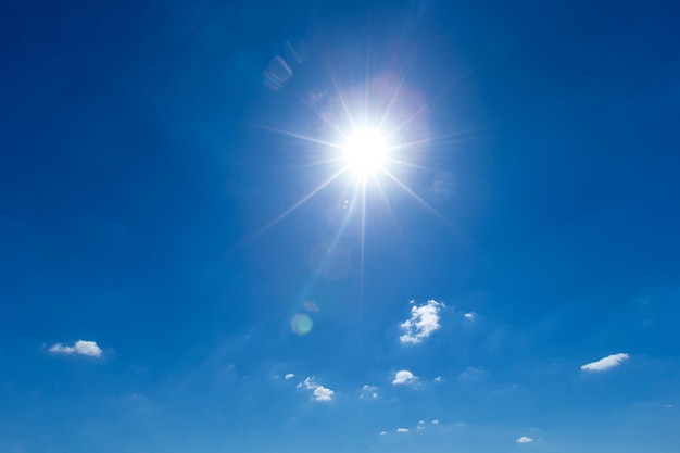 Blue sky background with tiny clouds