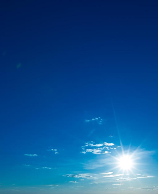 Blue sky background with tiny clouds