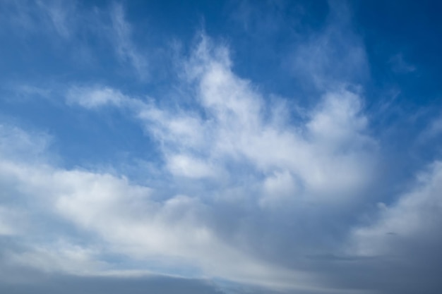 Blue sky background with tiny stratus cirrus striped clouds Clearing day and Good windy weather