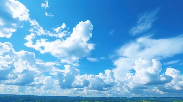 Blue sky background with white clouds Cumulus white clouds in the blue sky generative AI