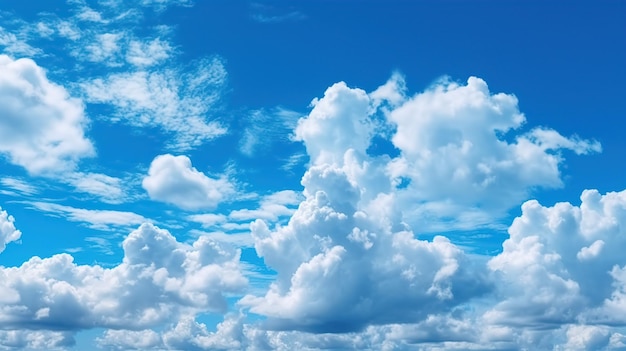 Blue sky background with white clouds Cumulus white clouds in the blue sky generative AI