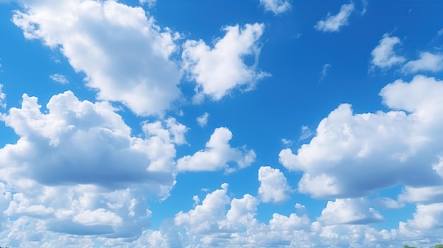 Blue sky background with white clouds Cumulus white clouds in the blue sky generative AI