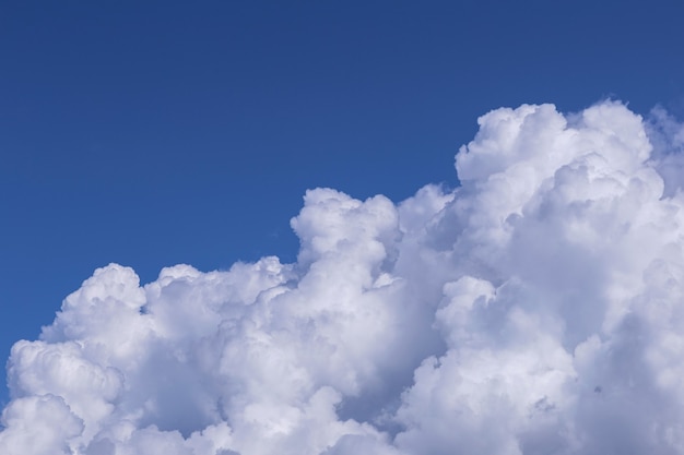 Blue sky background with white clouds on sunny day.