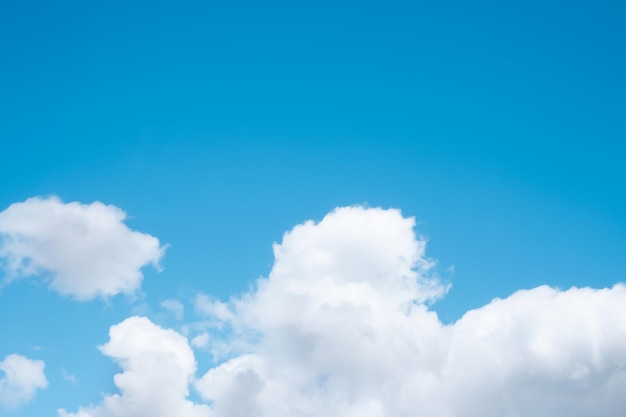 Blue sky and Clouds Sky Summer Background Beautiful nature Morning Spring Sky with white fluffy cloudy in sunny dayHorizon picturesque banner background for World environment dayEarth day