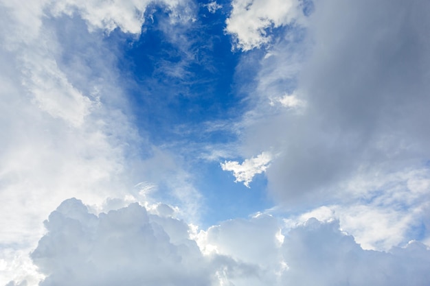 Blue sky and fluffy white clouds