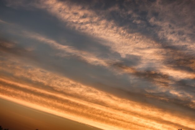 Blue sky and sunset clouds