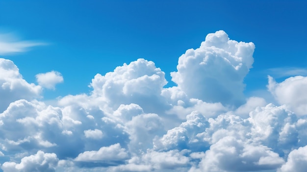 Blue sky and white clouds background AI generated image