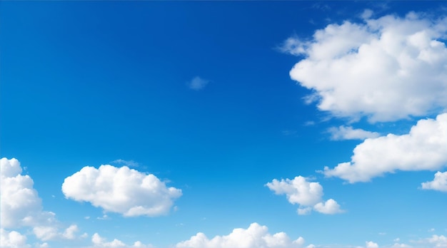 Blue sky and white clouds background image. Generative AI.