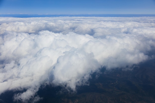 Blue sky with clouds aerial photography