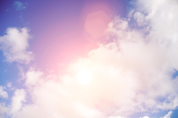 Blue sky with clouds and bright sunlight. High quality photo