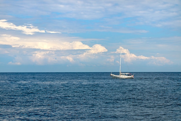 Blue sky with clouds and calm sea