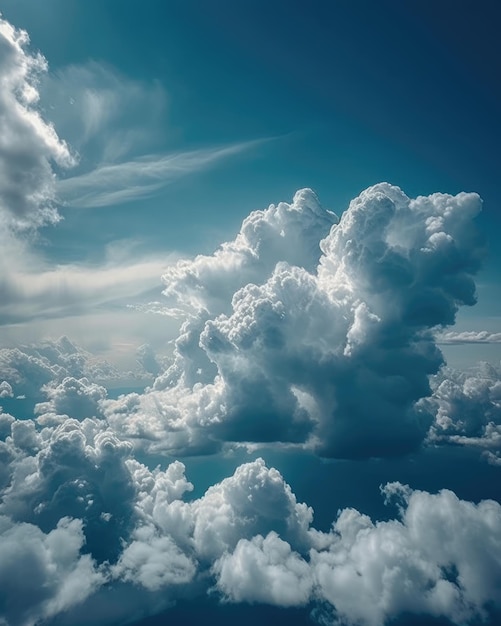 A blue sky with clouds and a large white cloud