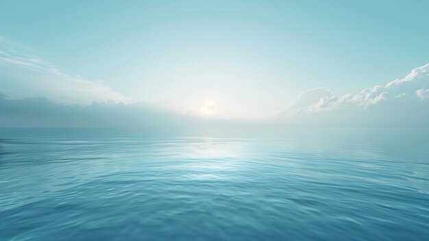 a blue sky with clouds and the sun shining on the water