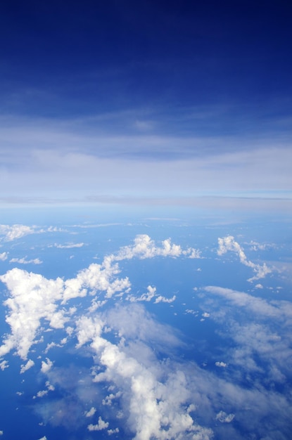 Blue sky with clouds and sun