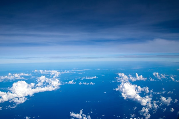 Blue sky with clouds and sun