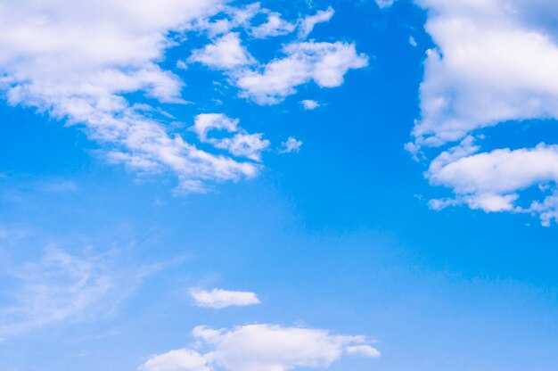 Blue sky with clouds at sunny day. Natural background with copy space